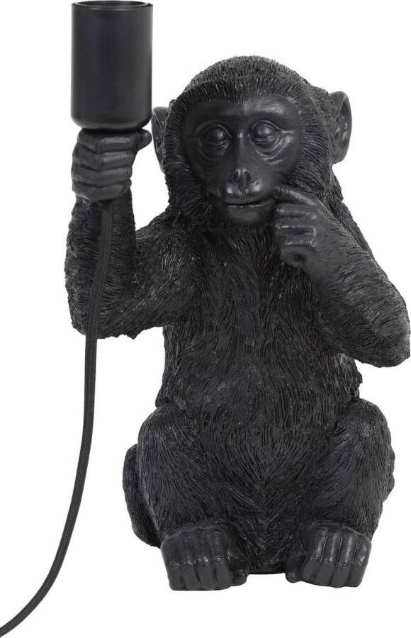 Light & Living Tafellamp Monkey Zwart 20x19 5x34cm Bohemian Woonkamer Slaapkamer