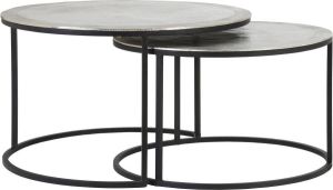Light & Living Talca Ronde Salontafel Ruw Nikkel Ø65x39 cm + Ø75x44 cm