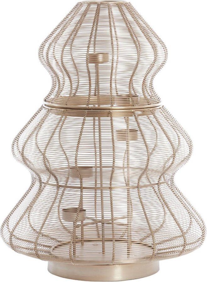 Light & Living Theelichthouder Christmas Tree Goud Ø38cm Modern