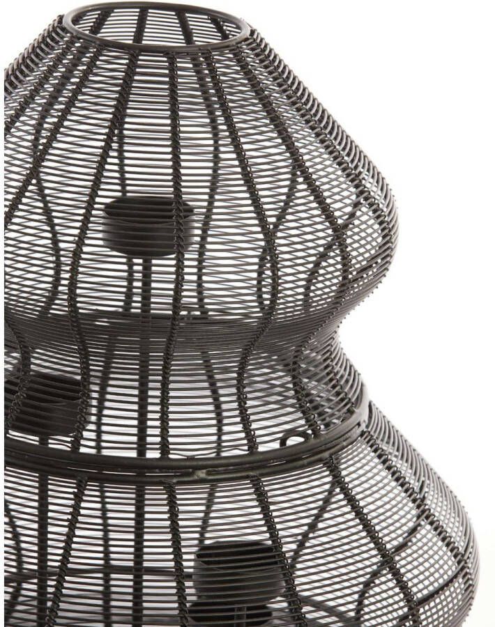 Light & Living Theelichthouder Christmas Tree Zwart Ø38cm Modern