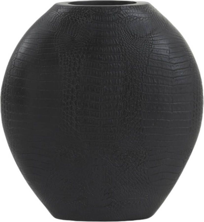 Light & Living Skeld Krokodillen Vaas S Zwart 29 5x8x31 5cm Ovale Vazen Croco Woon decoratie