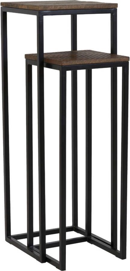 Light & Living Light&living Zuil S|2 30x30x83+36x36x103 cm BRYSON hout bruin-zwart