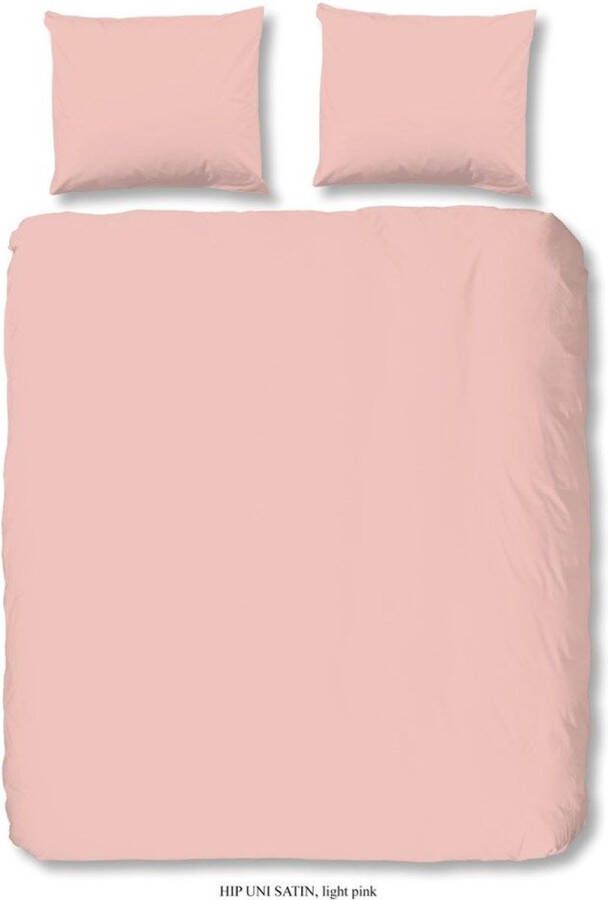 HIP Uni Satin dekbedovertrek Lits-jumeaux (240x200 220 cm + 2 slopen) Katoen satijn Light Pink