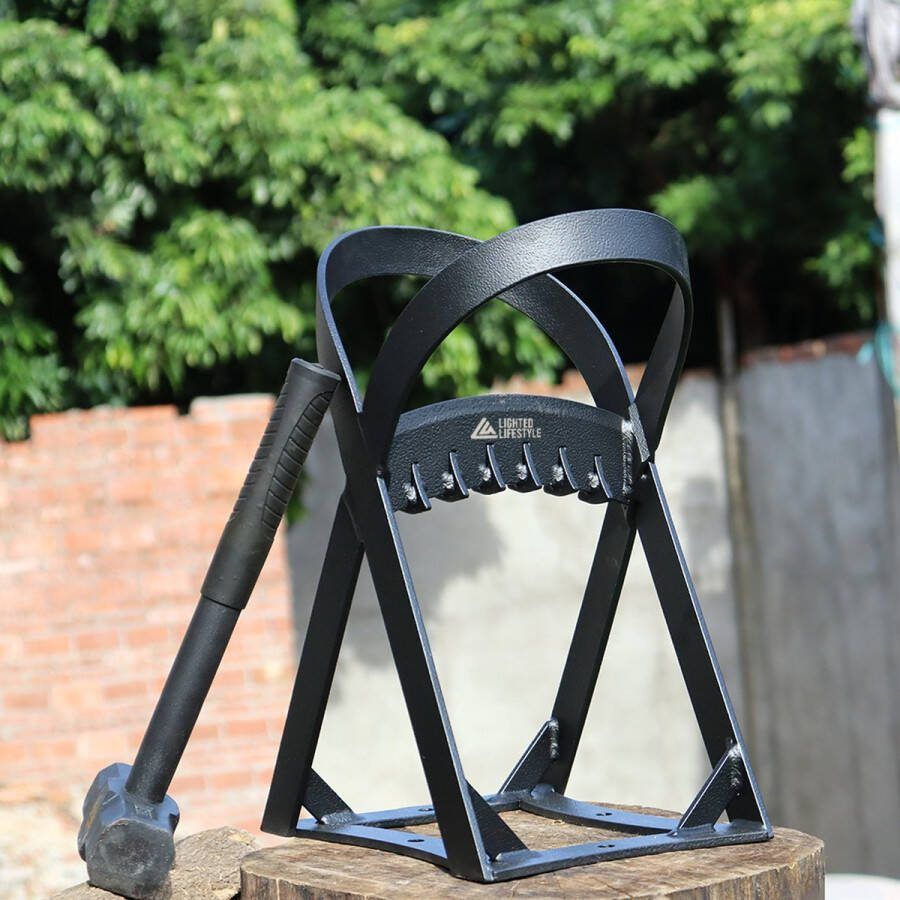 Lighted Lifestyle ™| Houtklover voor aanmaakhout incl. kloofhamer Houtsplijter Houtkliever Snel haardhout Gietijzer Incl. schroeven