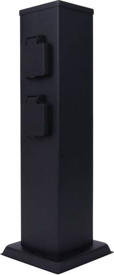 Lightexpert Buitenstopcontact Paal Zwart IP44 2 stopcontacten 40 cm
