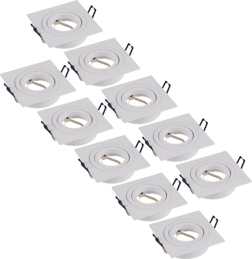 Lighto Inbouwspot wit vierkant kantelbaar Met GU10 fitting 10 stuks
