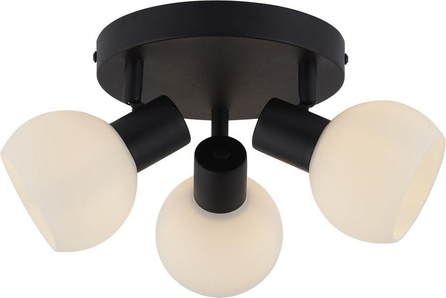 Lighto Plafondspot zwart met opaal glas 3-lichts Juna