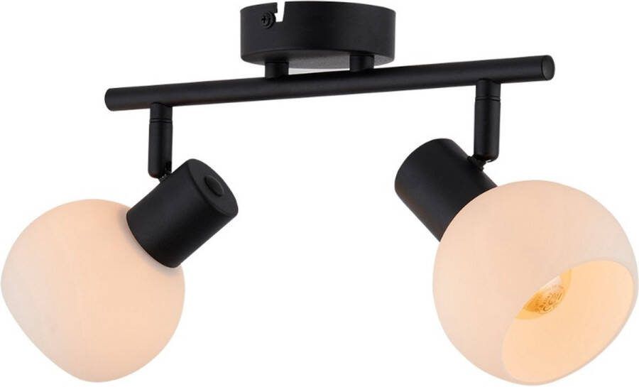 Lighto Plafondspot zwart met opaal glas 2-lichts Juna