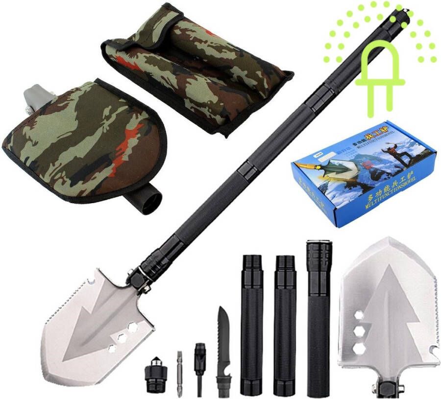 Lilaled Professionele pioniersschop pioniersschep militaire schop 16 in 1 survival kit