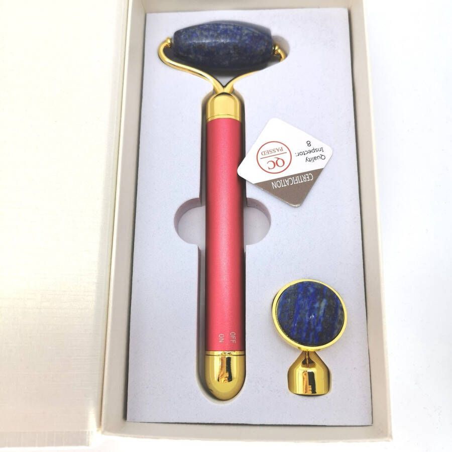 Lili 41 2 in 1 Vibrerende Jade roller met echte Lapis lazuli edelsteen voor gezicht oog en nek massager roller beste Anti-Aging oplossing. Kado tip!!