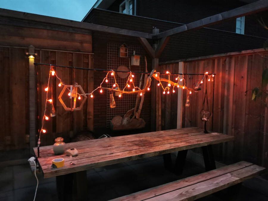 Lili 41 Koningsdag Oranje lichtsnoer -voor binnen en buiten bubbelsbol 40 oranje leds in bolletje 6 meter 8 progamma s & afstandsbediening doorkoppelbaar IP44