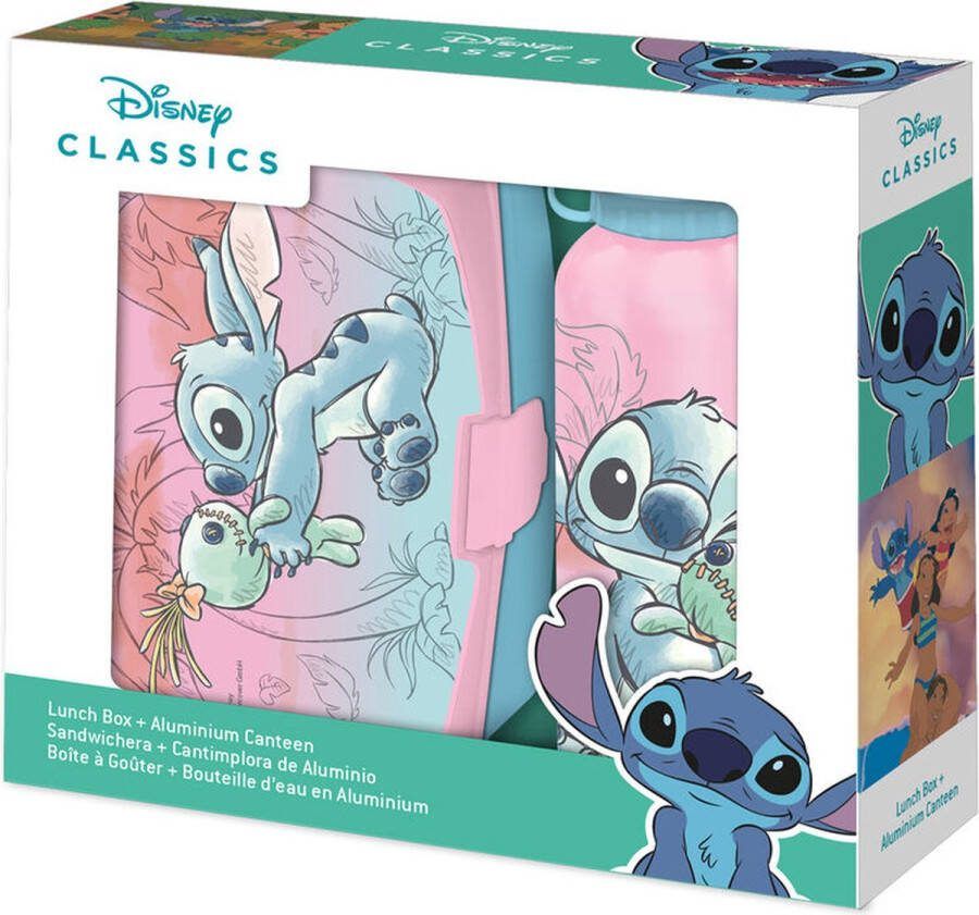 Lilo & Stitch Disney Broodtrommel en Drinkfles Schoolset Lunchset Lunchtrommel en drinkfles drinkbeker bidon