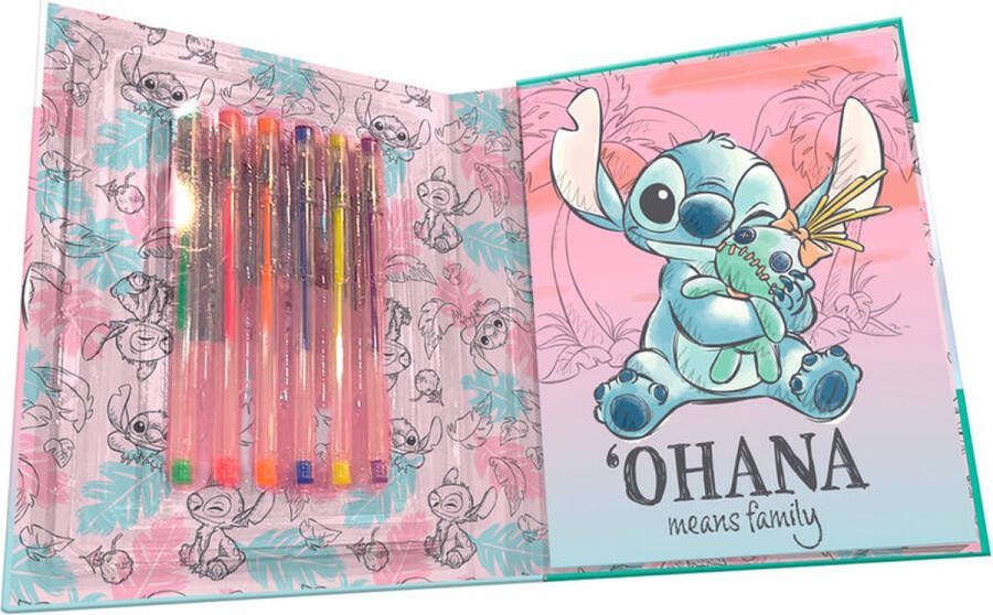 Lilo & Stitch Disney Kleurboek met 6 Gekleurde Gel Pennen Hobby Tekenen Kleuren
