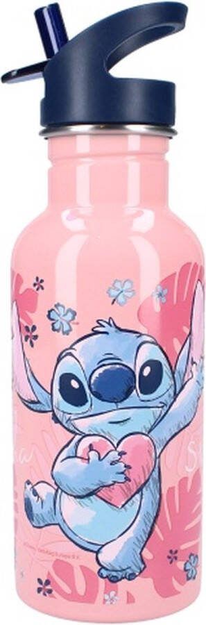 Lilo & Stitch Drinkfles 500ml Bon Appetit! Roze Stainless Steel Schoolbeker