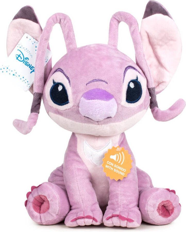 Lilo en Stitch Angel – Disney Pluche Knuffel + Geluid 25 cm {Speelgoed knuffeldier knuffelpop voor kinderen jongens meisjes Disney Stitch Angel Leroy Lilo scrump knuffels Plush}