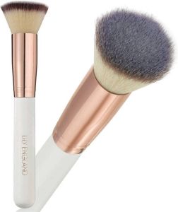 Lily england Kabuki Brush for Foundation. Best Flat Top Foundation Brush for Liquid Cream and Powder Makeup Make-up Kwast Rose Gold