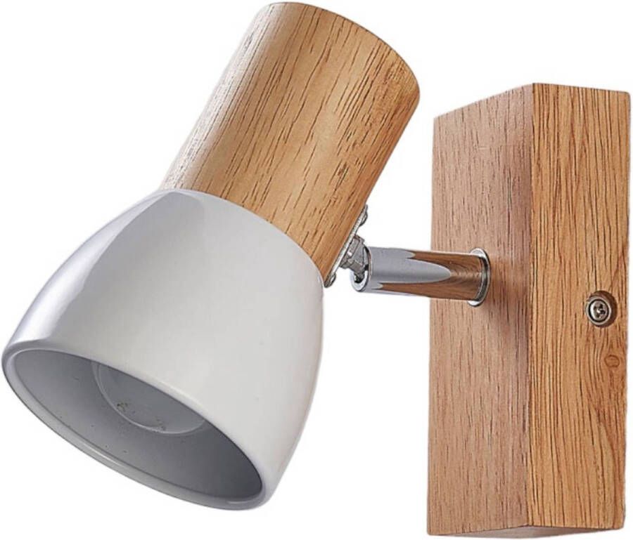 Lindby buitenspot 1licht hout metaal H: 13.6 cm E14 licht hout wit