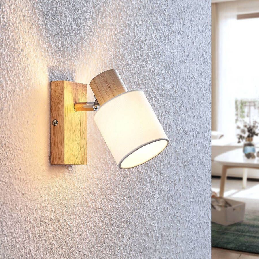 Lindby buitenspot 1licht Hout stof H: 14 cm E14 licht hout wit