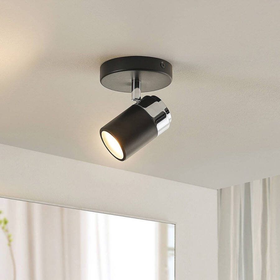 Lindby buitenspot 1licht ijzer zink glas H: 11.5 cm GU10 zwart