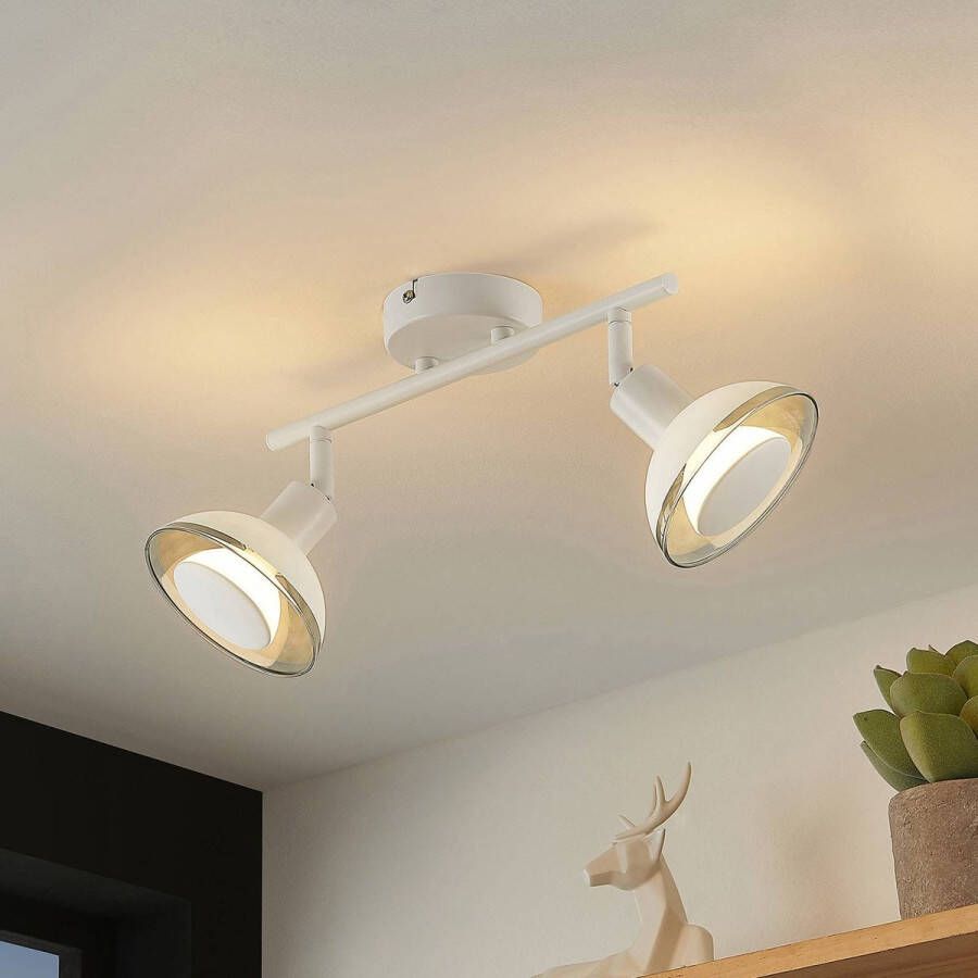 Lindby buitenspot 2lichts Ijzer glas H: 18.4 cm GU10 wit Inclusief lichtbronnen