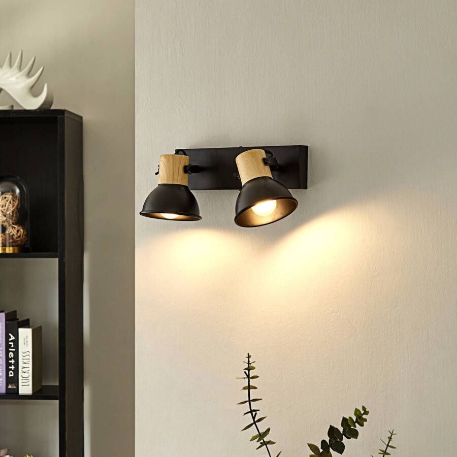 Lindby buitenspot 2lichts IJzer H: 20.8 cm E14 zwart hout