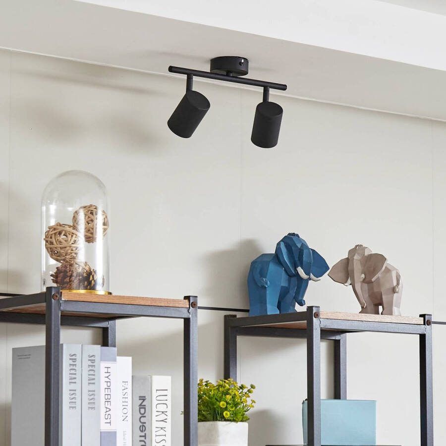 Lindby buitenspot 2lichts ijzer metaal H: 15.5 cm GU10 zandzwart