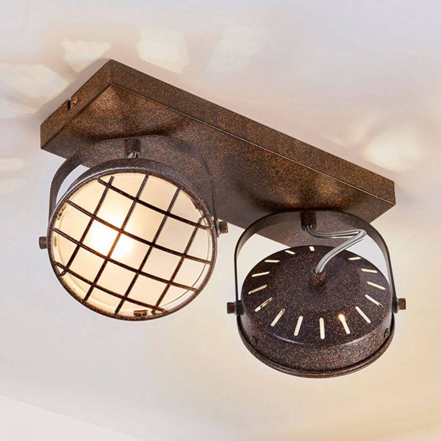 Lindby buitenspot 2lichts Metaal glas H: 18 cm G9 roest wit