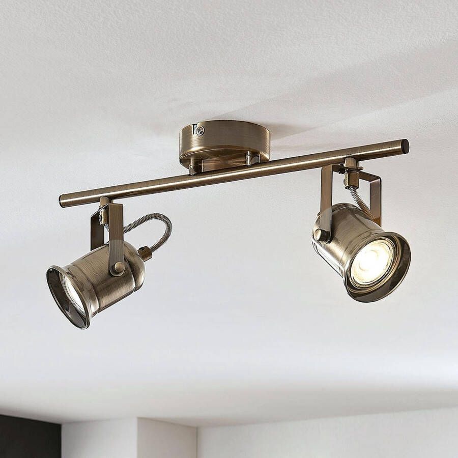 Lindby buitenspot 2lichts metaal H: 15 cm GU10 antiek-messing