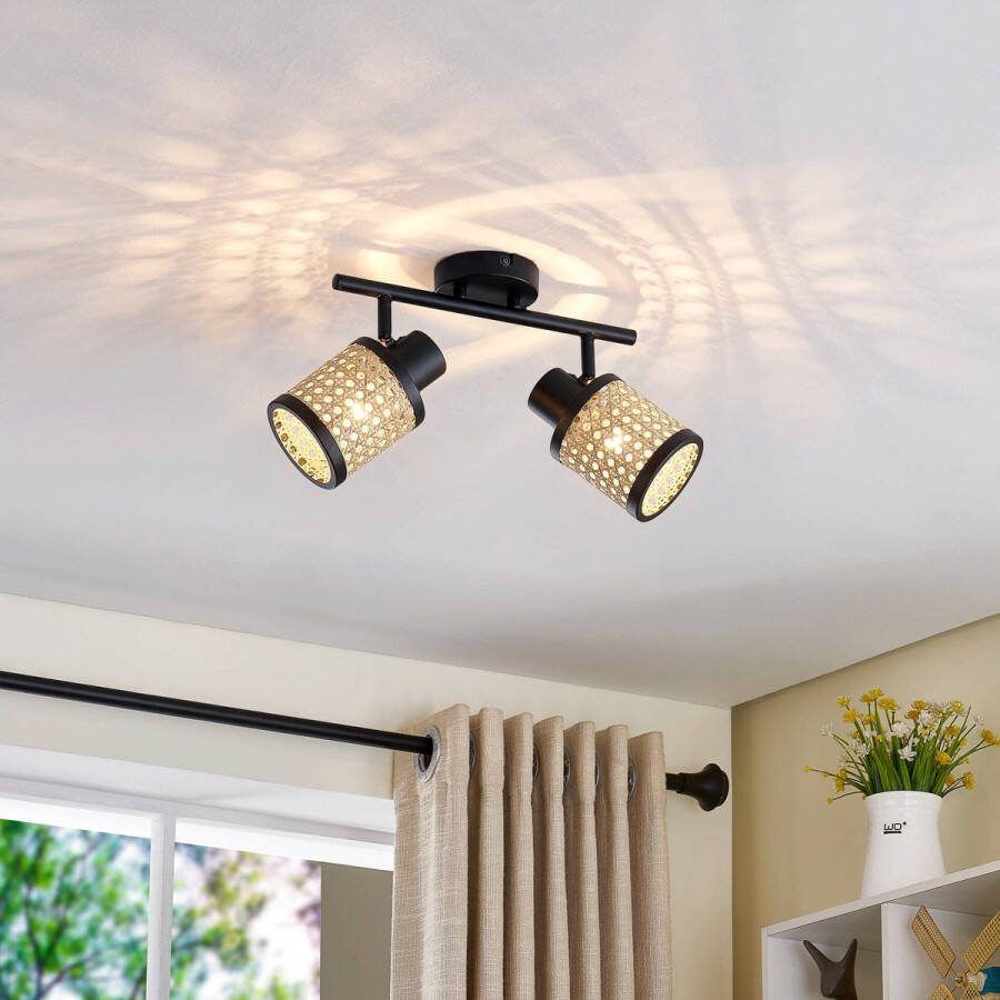 Lindby buitenspot 2lichts Rotan H: 22.5 cm E27 hel hout