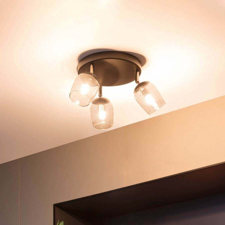 Lindby buitenspot 3lichts Glas ijzer H: 16.9 cm G9 rookgrijs donkergrijs