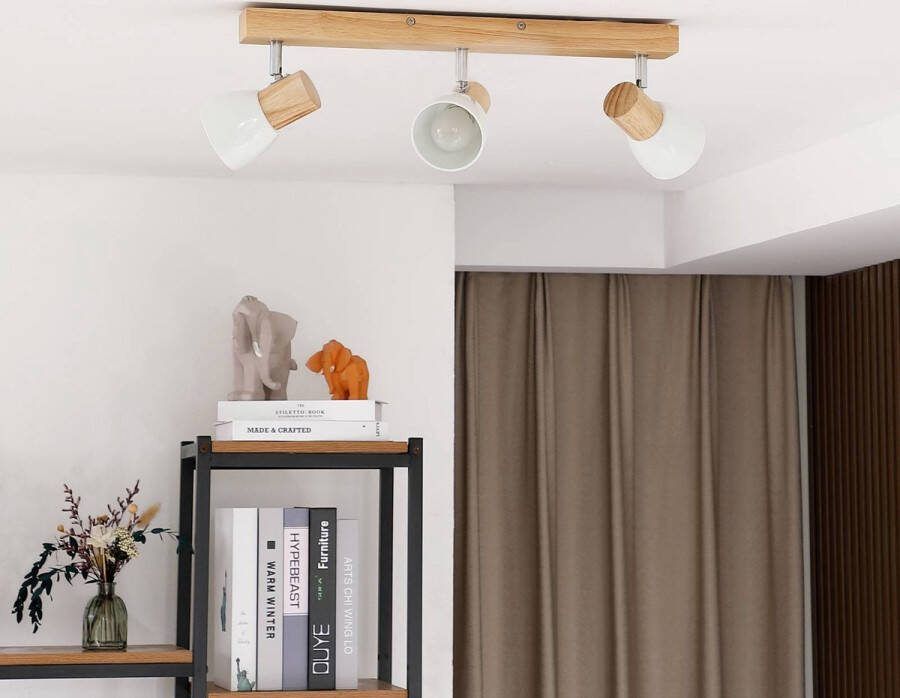 Lindby buitenspot 3lichts hout metaal H: 17 cm E14 licht hout wit