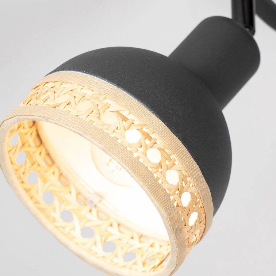 Lindby buitenspot 3lichts ijzer rotan H: 21 cm E14 zwart rotan natuur