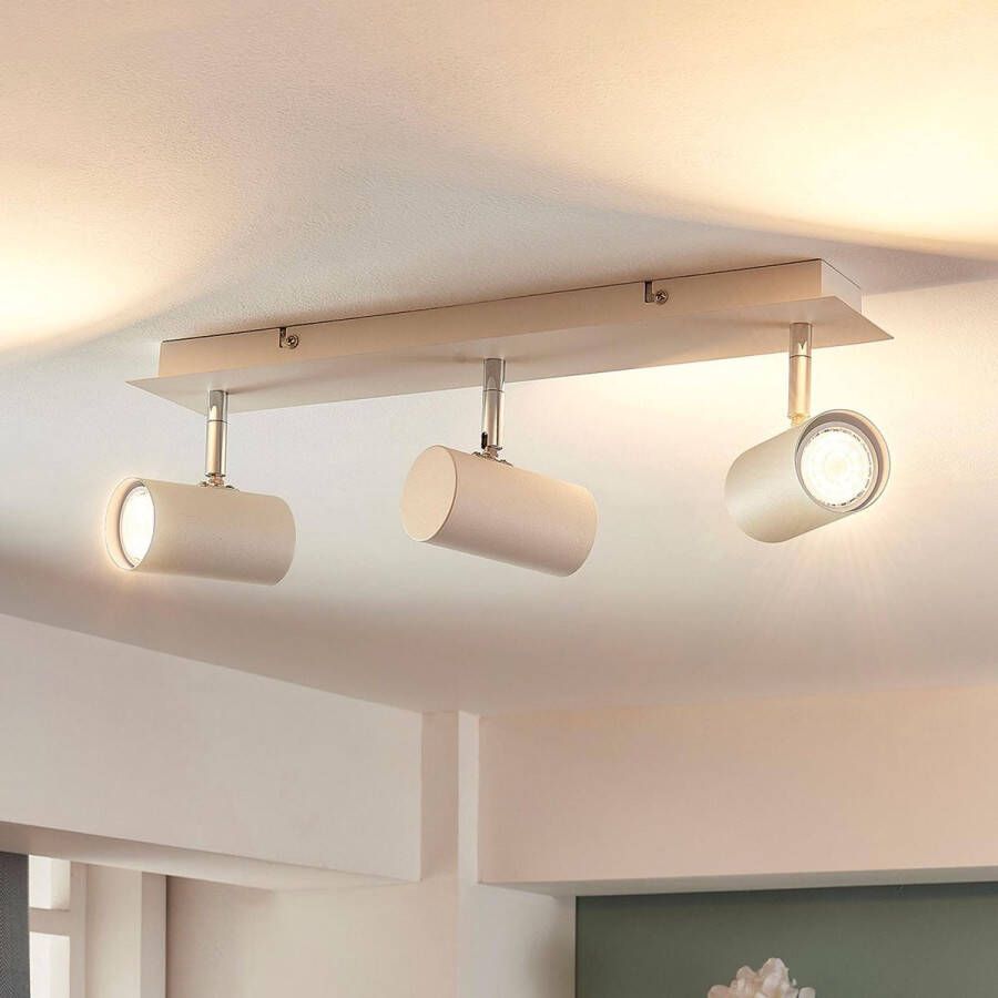 Lindby buitenspot 3lichts metaal H: 17.5 cm GU10 wit chroom
