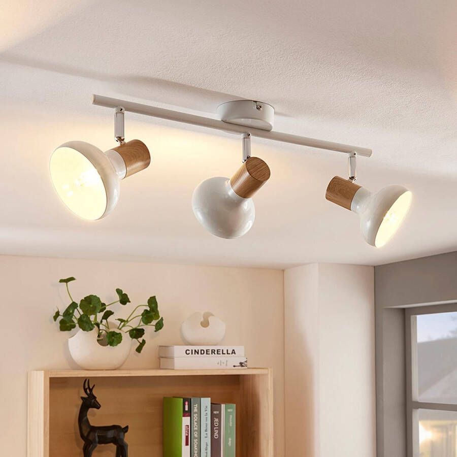 Lindby buitenspot 3lichts metaal H: 19.5 cm E14 wit helder hout