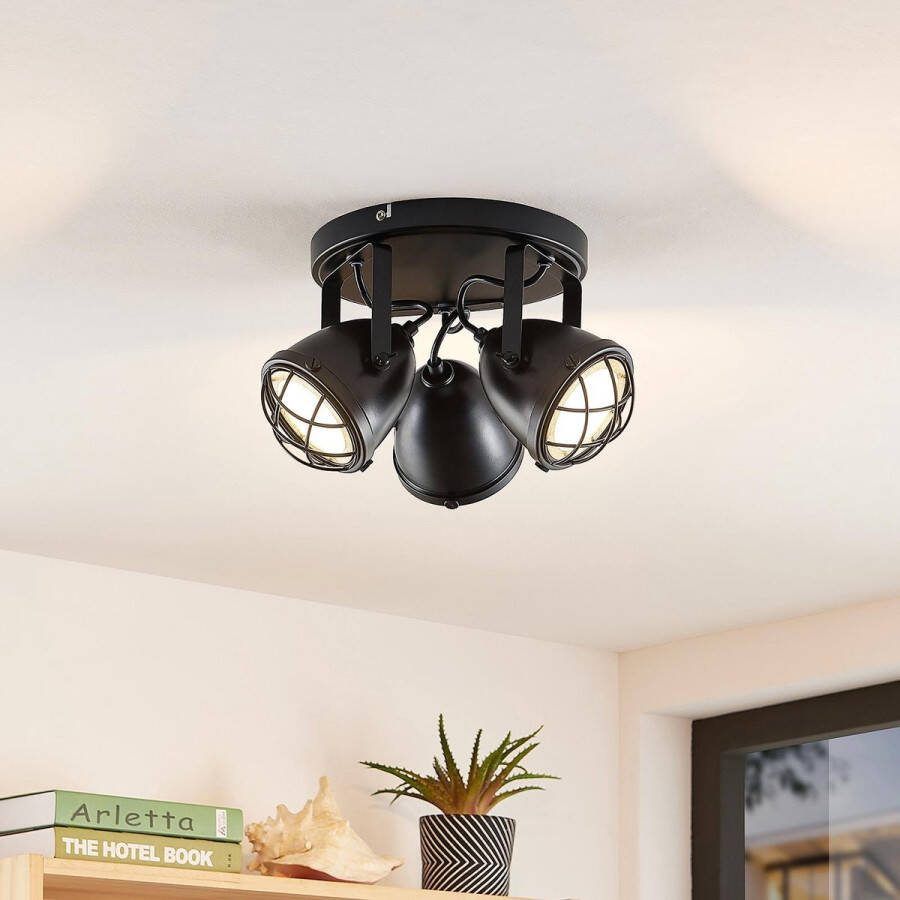 Lindby buitenspot 3lichts Metaal H: 21 cm GU10 zwart goud Inclusief lichtbronnen