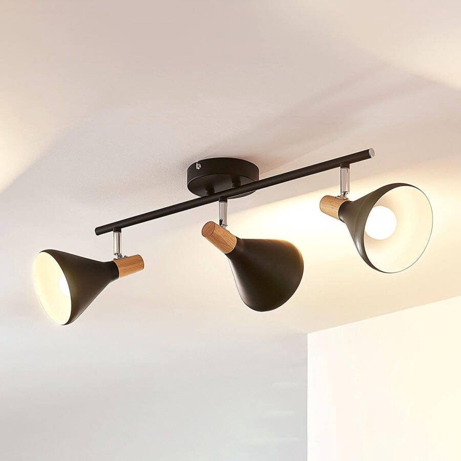 Lindby buitenspot 3lichts Metaal hout H: 17 cm E14 zwart licht hout