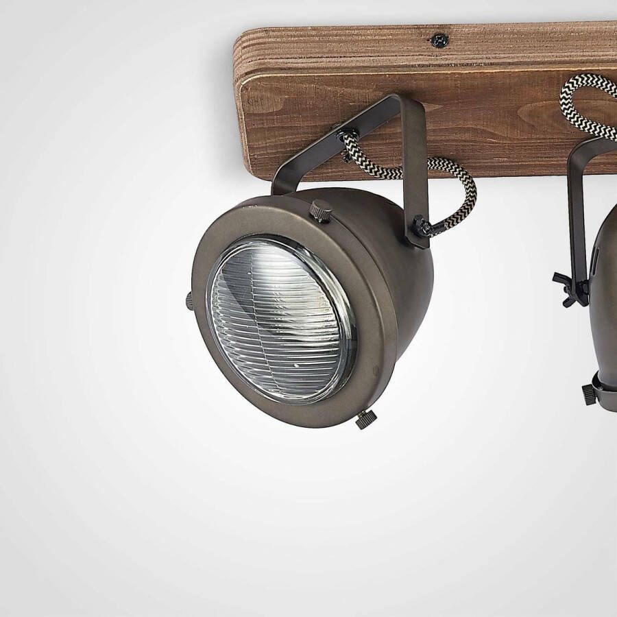 Lindby buitenspot 3lichts metaal hout H: 17.5 cm GU10 zwart bruin