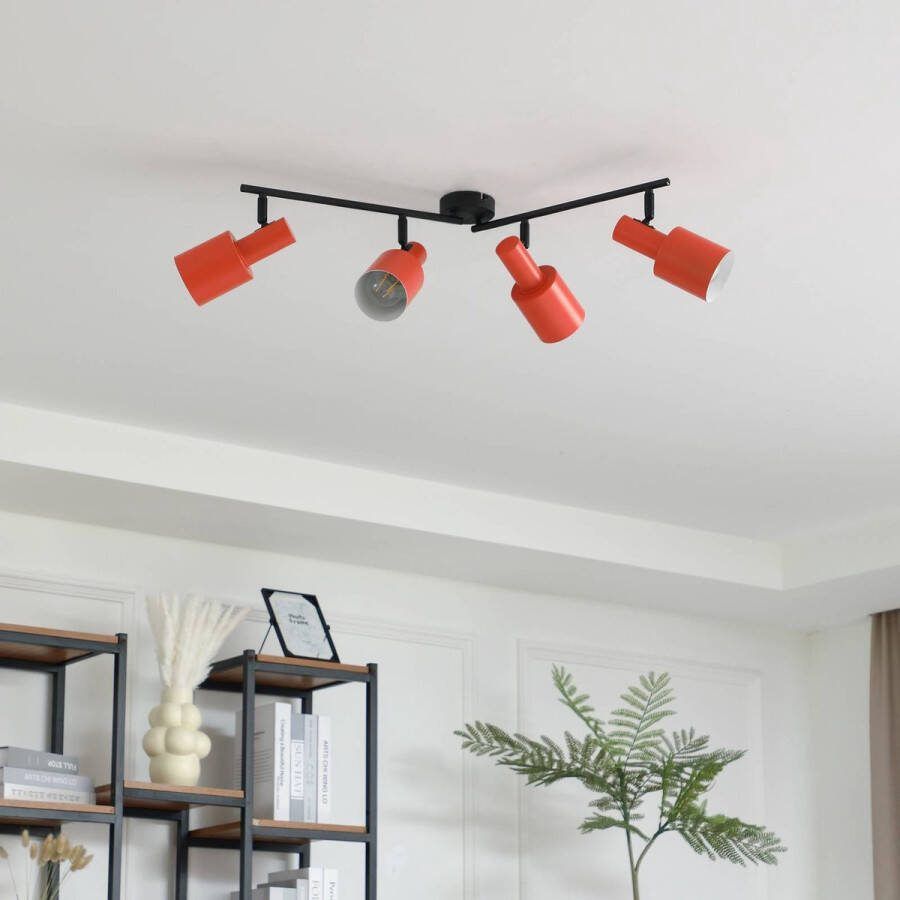 Lindby buitenspot 4lichts IJzer H: 25 cm E27 oranje zwart