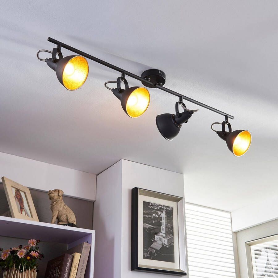 Lindby buitenspot 4lichts metaal H: 19.5 cm E14 zwart goud