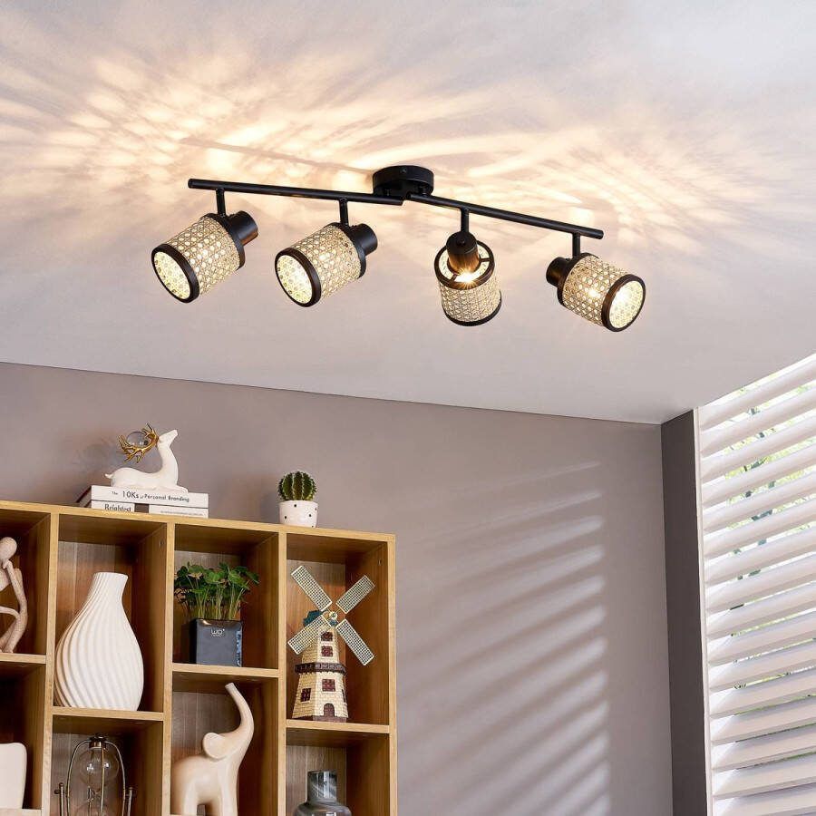 Lindby buitenspot 4lichts Rotan H: 22.5 cm E27 hel hout