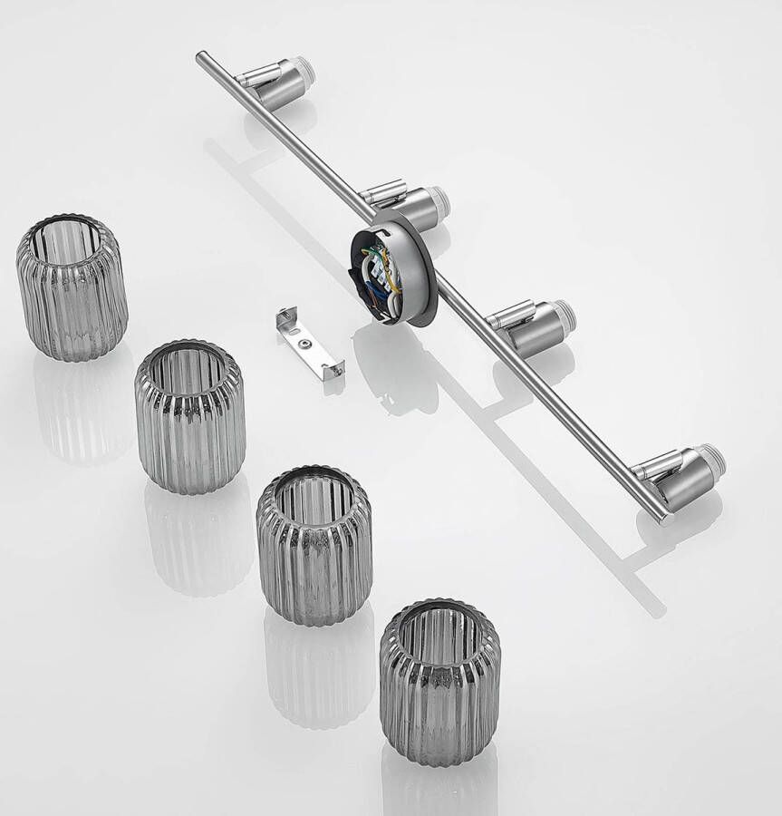 Lindby buitenspot 4lichts staal glas H: 14.5 cm E14 nikkel helder