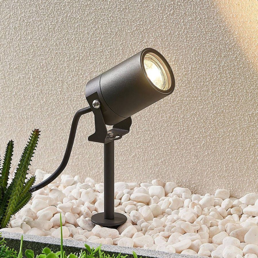 Lindby Buitenspots 1licht aluminium glas H: 33 cm GU10 donkergrijs