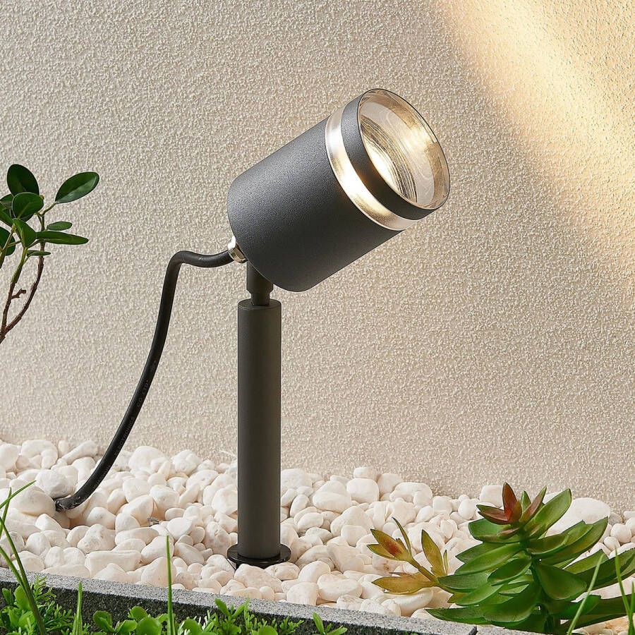 Lindby Buitenspots 1licht roestvrij staal kunststof H: 43.5 cm GU10 donkergrijs helder