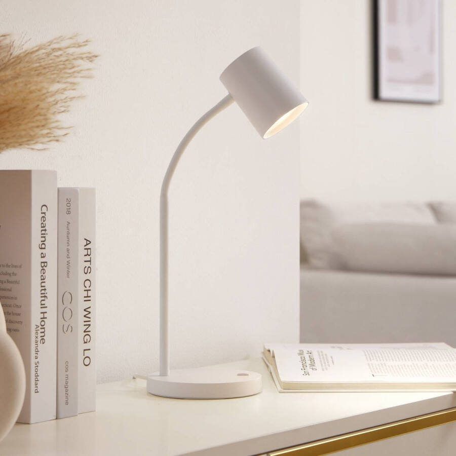 Lindby bureaulamp 1licht ABS siliconen metaal H: 40.5 cm GU10 wit