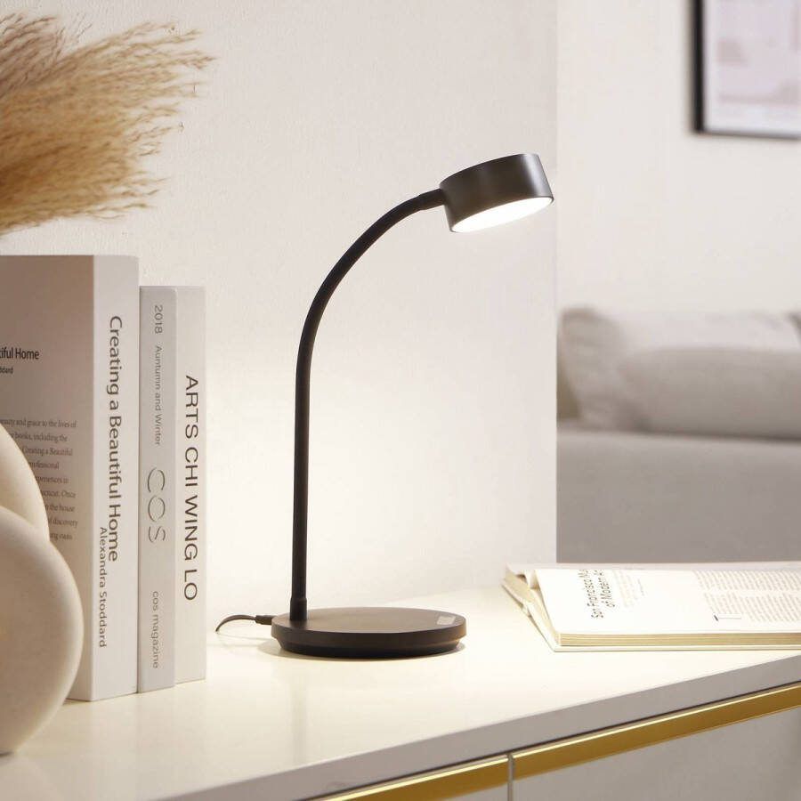 Lindby bureaulamp- met dimmer 1licht Plastic metaal H: 38.5 cm zwart Inclusief lichtbron