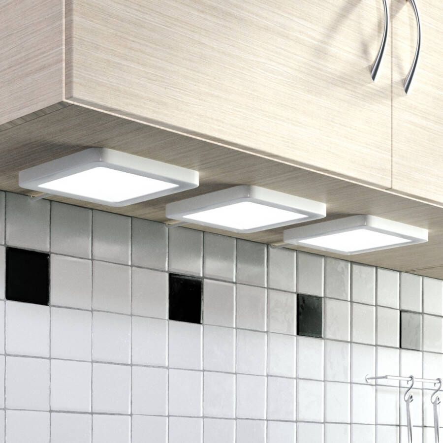 Lindby kastverlichting- met dimmer 3 lichts kunststof H: 0.8 cm zilver wit Inclusief lichtbronnen