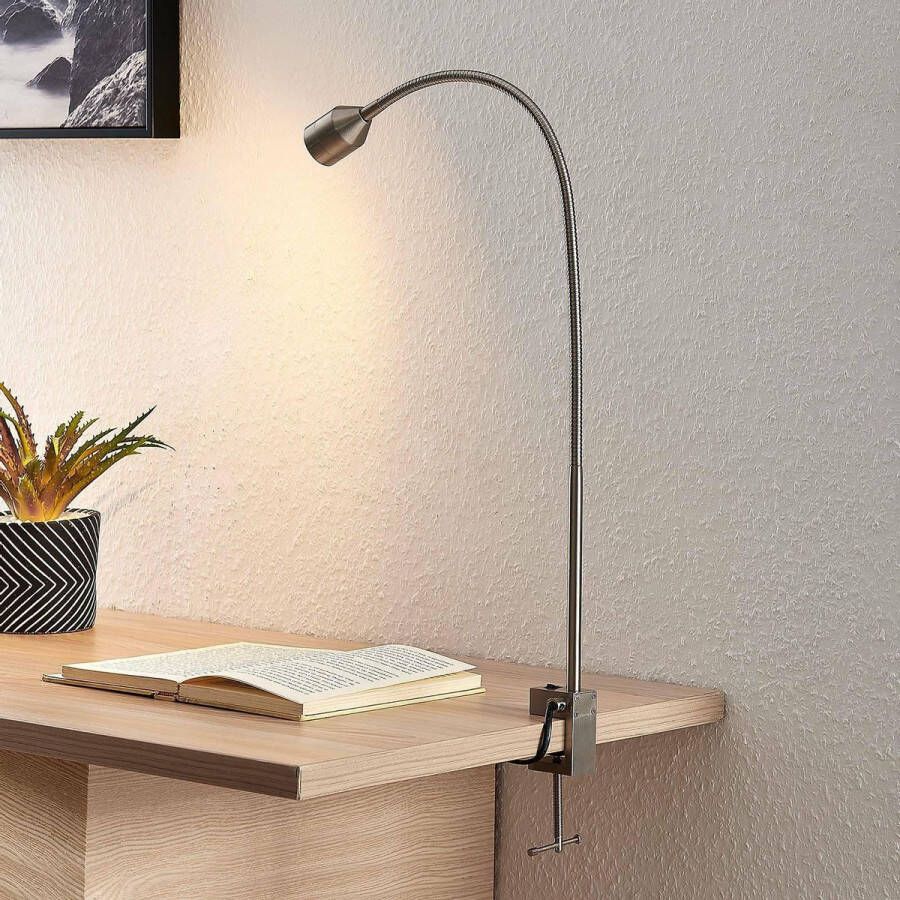 Lindby Klemlamp 1licht H: 80 cm alu grijs zink Inclusief lichtbron