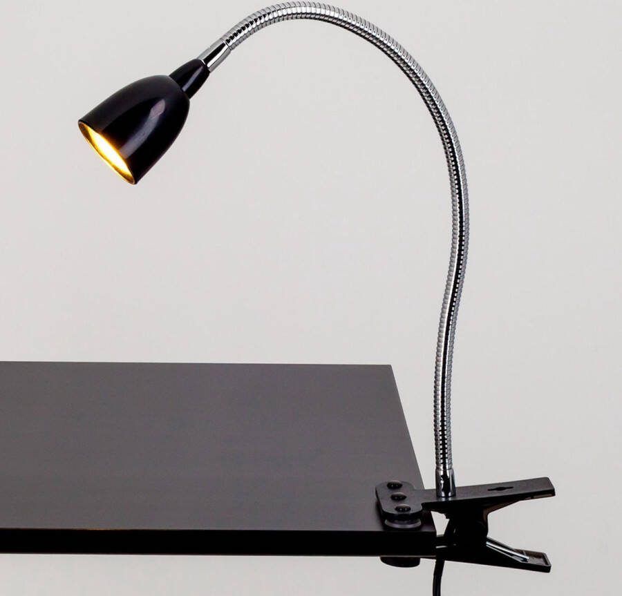 Lindby Klemlamp 1licht kunststof metaal H: 42 cm zwart zilver Inclusief lichtbron