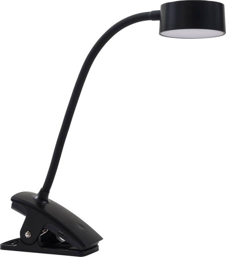 Lindby Klemlamp- met dimmer 1licht Plastic metaal H: 35.7 cm zwart Inclusief lichtbron