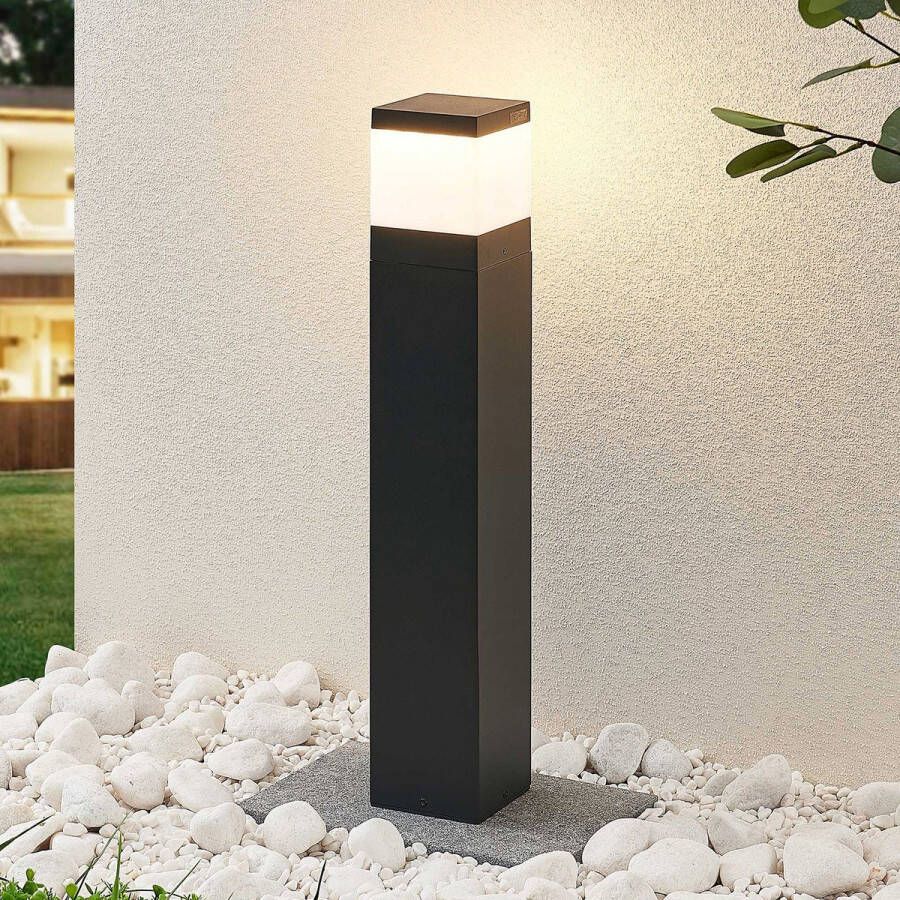 Lindby LED buitenlamp 1licht drukgegoten aluminium polycarbonaat H: 60 cm antraciet (RAL 7016) opaalwit Inclusief lichtbron
